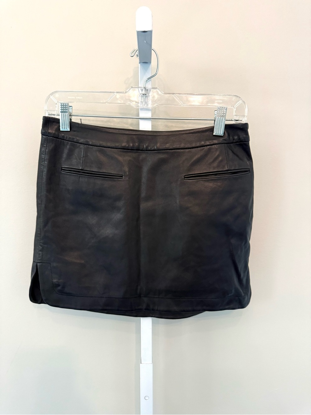 Alexander Wang Black Leather Mini Skirt Sz 2 Pockets Edgy Designer